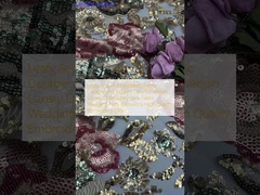 Tejido de bordado de pañuelo de hojas duradero y elegante colorido de pañuelo de lujo bordado de encaje Tejido de fiesta de bodas Oportunidades Tejido de bordado de alta calidad