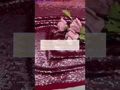 Sequin de hojas rojas Tejido bordado Brillo Tejido lujoso Fiestas Vestidos de ocasión