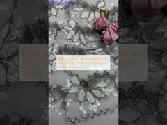 Tejido de encaje metálico de seda de poliéster 100% Lujoso y elegante Tejido de seda