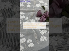 Tejido de encaje de cuerda de alta calidad Tejido de encaje bordado encaje Elegante Tejido de bordado de hojas