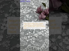 Tejido de bordado de sequin Elegante Lusiate Respira Tejido de encaje bordado Brillante de hojas Tejido de ocasión de lujo