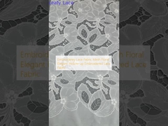 Tejido de encaje bordado de malla floral elegante de encaje bordado hueco