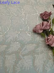 Hilado polivinílico material bordado frondoso del bordado de Tulle de la lentejuela de la tela rosada del cordón