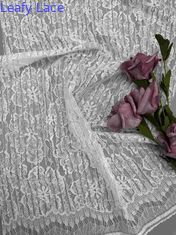 Tela floral blanca del cordón de 55 pulgadas en la composición de nylon del rayón del algodón con la pestaña de la concha de peregrino