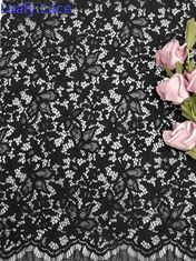 3D tela atada floral del cordón del negro de 57 pulgadas con Handfeel suave