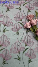 Encaje de flores de tulipán Tela de bordado de colores Vestido de dama Textil