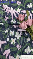 Tejido de encaje impresa de malla de metal suave de 100% de nylon para hacer vestidos de mujeres ropa