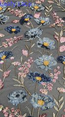 Ancho de 49 pulgadas Sequin floral Tejido bordado Durabilidad media