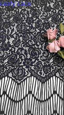 Franges largas Flores patrón Color negro de alta calidad Ancho completo Tejido de encaje de cordón para mujeres Fashin Tejido 140cm ancho