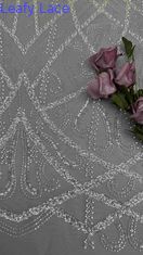 Perlas y tela de malla de túle Tejido bordado Tejido para vestidos de noche Vestidos de marca Fábricas de ropa