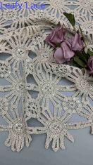 Venta caliente 100% de algodón con bordados de cuentas blancas Tejido de ancho completo para fiesta Vestido para moda