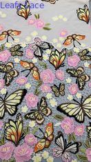 Tejido de encaje de flores de bordado de poliéster Tejido de encaje textil 3D para vestido de dama