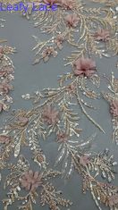 Impresionante 3D Sequin Floral bordado con malla de tela 3D bordado con cuentas