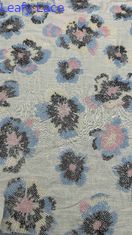 Tejido de bordado de ancho completo con patrones florales coloridos con cuentas en tejido de tierra 100% radiante para vestido de noche de moda