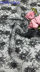 Lazo de hojas negro Endurecedor y elegante bordado Flor de lujo 100% de punto bordado Tejido de encaje Tejido de boda Aniversario Oportunidad hermoso vestido