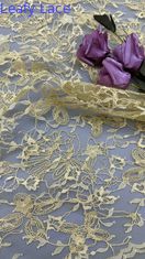 Amarillo bordado duradero y elegante bordado de flores de lujo tela encaje tela boda ocasiones de cumpleaños