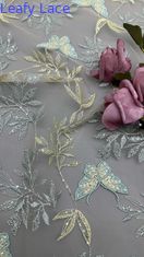 Bordado Tejido de encaje Mariposa Elegante 100% de algodón Estilo de lujo