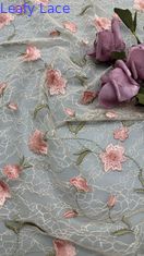 Fabrica de encaje de bordado de hojas Floral Elegante 100% de algodón para el vestido