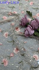 Tejido de encaje 100% de algodón de bordado Floral Elegante Tejido de bordado para vestido de fiesta
