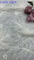 Tejido de encaje bordado Respirar blanco y elegante Tejido de malla bordada de hojas de ocasión de boda
