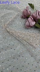 Tejido de bordado Seuqin Lusiate Sequin Tejido de encaje bordado Hoja de lujo Tejido de ocasión de boda