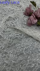 100% de poliéster bordado Lusiate Sequin Tejido de encaje de hojas de lujo Tejido de noche de ocasión