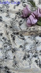 Embroidery Tejido de encaje bordado de noche de hojas de lujo Tejido de boda de ocasión