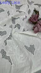 Tejido de encaje bordado calado blanco con tecnología láser para vestido de novia