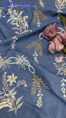 Cultura oriental algodón bordado encaje tejido malla floral Sequin floral para mujeres
