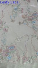Cultura oriental Sequin de hojas de encaje floral Tejido para hacer vestidos Vestidos de cena Tejido brillante