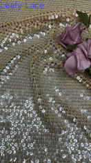 Tela de lentejuelas brillantes y brillantes, tela bordada a cuadros para la nueva colección de vestidos