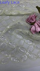 Cuatro hojas de trébol Sequin Tejido bordado para vestidos Respira vestidos de novia de mujeres