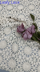 Tela de encaje con cordón y diseño de sol, con hojas y círculos calados para vestidos de noche y ropa de verano