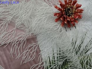 Tela atada del cordón de la boda del blanco de la tela del cordón del bordado