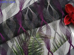 Tela coloreada geométrica del bordado de la púrpura casera de las materias textiles
