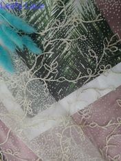 Cordón floral de la tela de Dot Embroidery Flocking Flocked Mesh de la polca