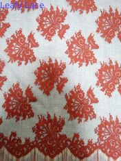 Borde rojo Mesh Fabric bordado floral de la concha de peregrino de la pestaña