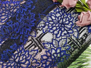 Tela atada azul del cordón de la flor grande casera de la materia textil para el vestido de la niña