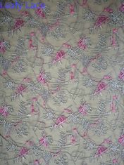 Rosa Tulle floral africana Mesh Colored Embroidery Fabric