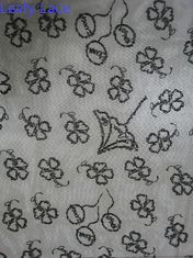 Tela bordada floral del cordón de la letra negra