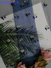 El brillo reunido metálico azul real Tulle Mesh Foil del cordón imprimió la tela