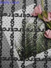 Tela metálica reunida negra del cordón del bordado de Tulle Lurex del brillo