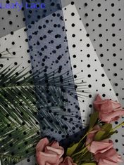 Marina de guerra Dot Tulle Flocked Mesh Fabric para señora Evening Dress