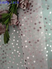 La lentejuela transparente rosada bordó la organza Tulle de la tela para la ropa