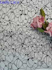 Hilado negro Cording dos la anchura de Tone Lace Fabric Embroidered 142cm