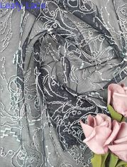 Ajuste del cordón de la tela de Dot Tulle Embroidered Polyester Lace para el velo de novia