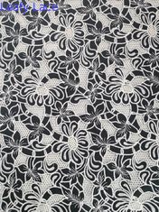 El AZO Tulle libre Mesh Printed Lace Fabric Black molió la congregación blanca
