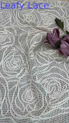 100% Cotton Ivory Embroidered Lace Fabric 124CM Width