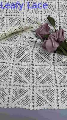 100% Cotton Ivory GEO High Quality Embroidered Lace Fabric Full Width For Fashion Women Clothing