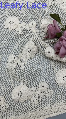 Eco-Friendly 100% Cotton Crochet Embroidery Lace Fabric With Floral Pattern Soft And Comfortable